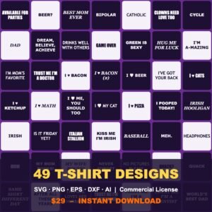 49 T-Shirt Designs Mega Bundle β SVG, PNG, EPS, DXF & AI